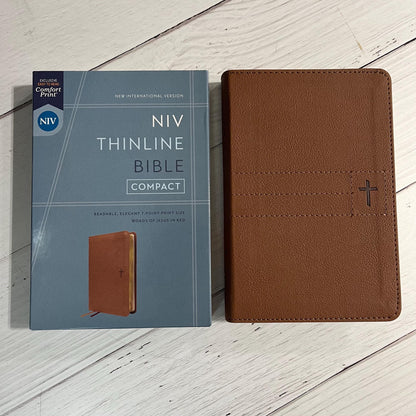 Personalized NIV Compact Thinline Bible - Brown LeatherSoft, Custom Imprinted with a name, 20spaces ISBN 9780310463375