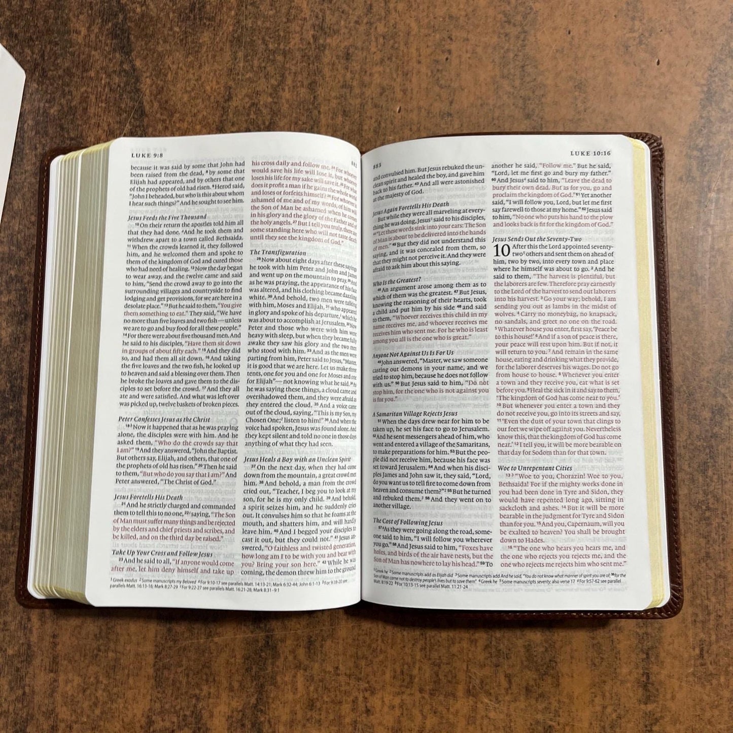 Personalized ESV Thinline Bible - Saddle Brown Full Grain Genuine Leather, Custom Imprinted with name, ISBN 9798874903534 2025 ESV Text