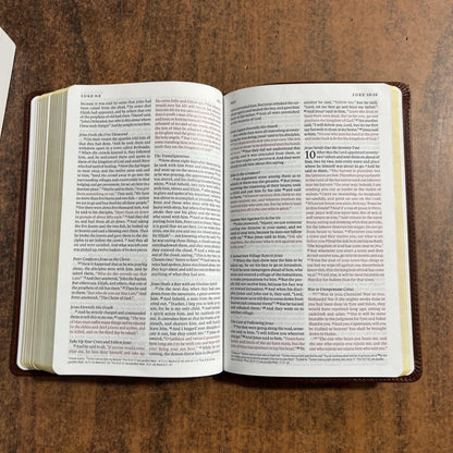 Personalized ESV Thinline Bible - Saddle Brown Full Grain Genuine Leather, Custom Imprinted with name, ISBN 9798874903534 2025 ESV Text