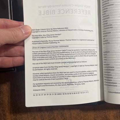 Personalized NKJV Single Column Reference Premier Collection Bible - Black Goatskin Premium Genuine Leather, Custom Imprinted 9781400349081