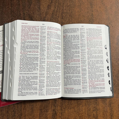Personalized NKJV Classic Verse by Verse Center Column Reference Bible Thumb Indexed - Gray LeatherSoft, Custom Imprinted ISBN 9780785253587