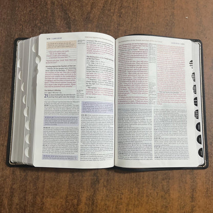 Personalized NIV Application Study Bible Thumb Indexed - Black Genuine Calfskin Leather - 9780310467755 (Update to Life Application Bible)