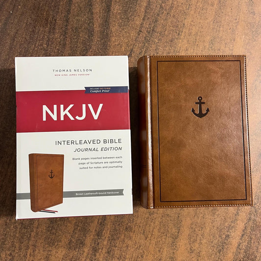 Personalized NKJV Interleaved Journaling Bible - Brown LeatherSoft over Hardcover Cover, Custom Imprinted with name 9780785296355