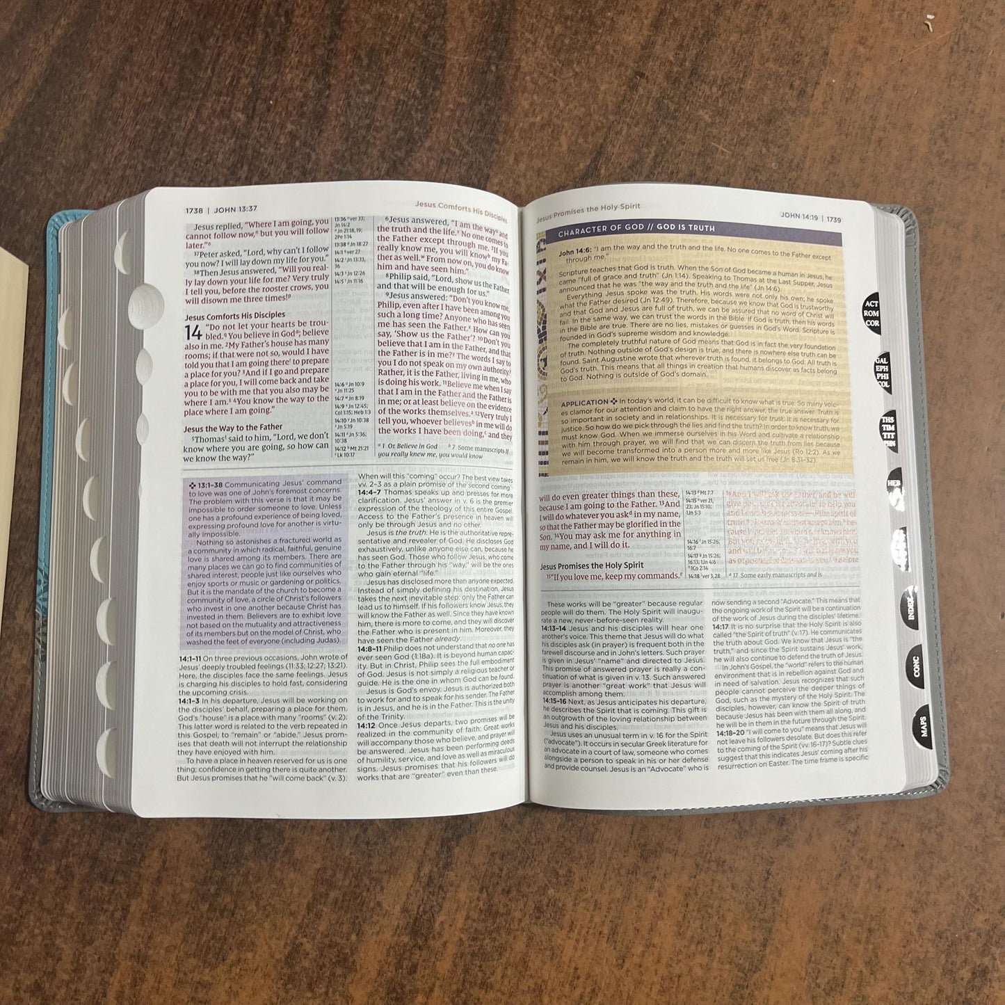 Personalized NIV Application Study Bible Thumb Indexed - Teal /Grey LeatherSoft - 9780310467731 (Update to Life Application Bible)