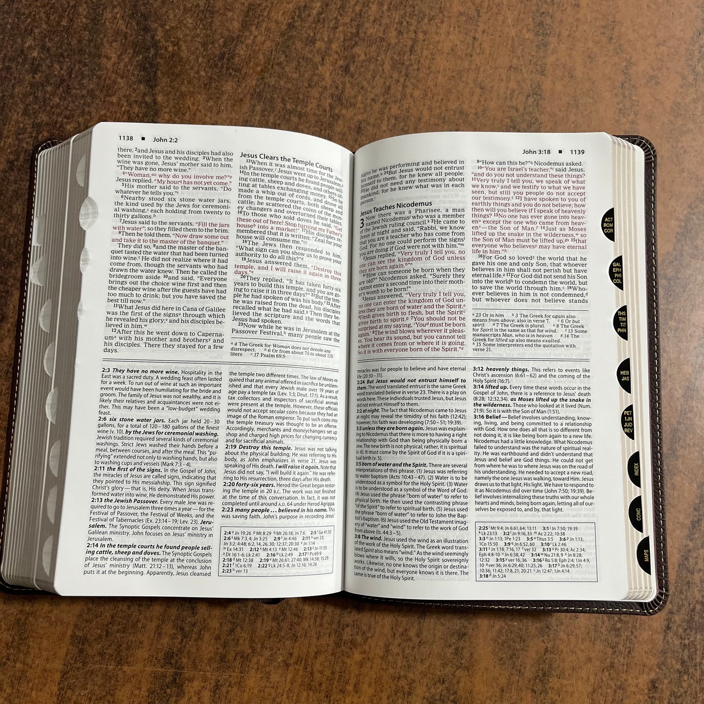 Personalized NIV Foundation Study Bible Thumb Indexed - Brown Leathersoft - Custom Imprinted with a name, ISBN 9780310443780