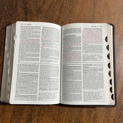 Personalized NIV Foundation Study Bible Thumb Indexed - Brown Leathersoft - Custom Imprinted with a name, ISBN 9780310443780