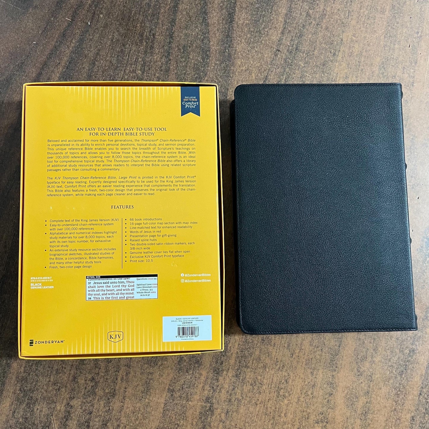 Personalized KJV Large Print Thompson Chain Reference Study Bible - Black Genuine Cowhide Leather, 9780310459187 (updated krikbride)