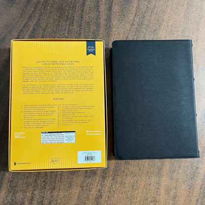 Personalized KJV Large Print Thompson Chain Reference Study Bible - Black Genuine Cowhide Leather, 9780310459187 (updated krikbride)