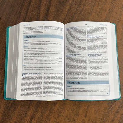 Personalized NKJV Bible Study Bible - Turquoise LeatherSoft - Custom Imprinted with name 9780785253365