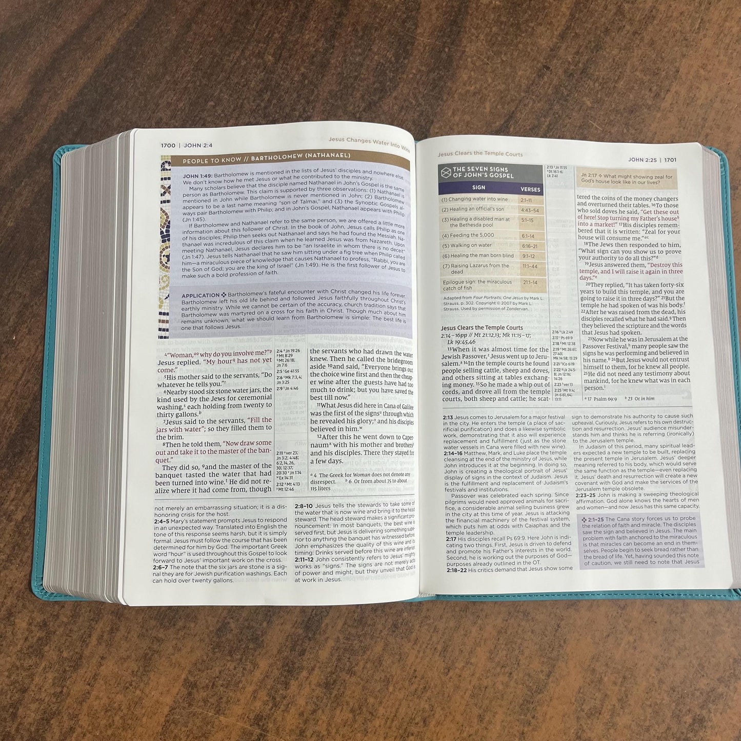 Personalized NIV Large Print Application Study Bible - Teal LeatherSoft 9780310467762 (Update to Life Application Bible)
