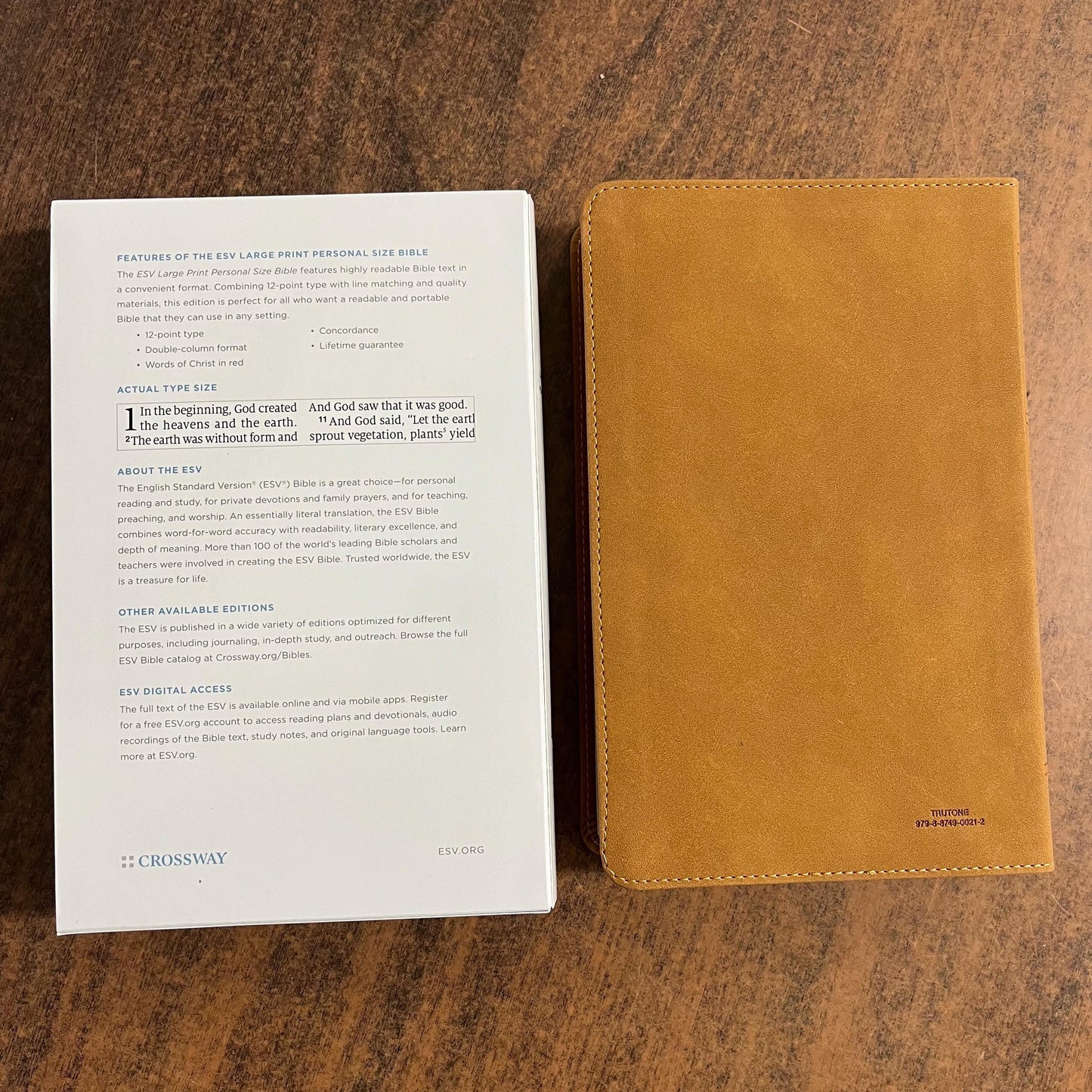 Personalized ESV Large Print Personal Size Bible - Nubuck Caramel Brown, Wildflower Design TruTone  Custom Imprinted, ISBN 9798874900212