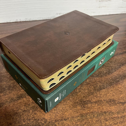 Personalized NLT Student Life Application Study Bible Thumb Indexed, Rustic Brown LeatherLike, ISBN 9781496489876 custom imprinted with name