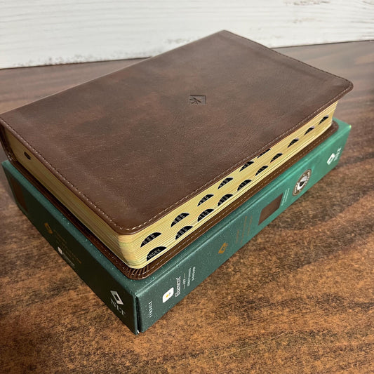 Personalized NLT Student Life Application Study Bible Thumb Indexed, Rustic Brown LeatherLike, ISBN 9781496489876 custom imprinted with name