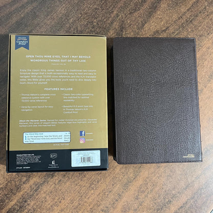 Personalized KJV Large Print Reference Bible Thumb Indexed - Brown Genuine Leather Cover - Custom Imprinted with name 9780785241966