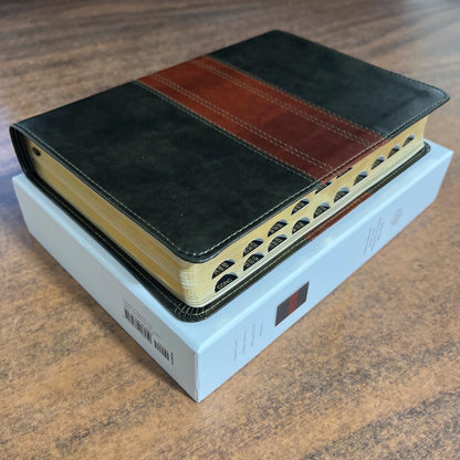 Personalized ESV Large Print Personal Size Bible Thumb Indexed - Forest / Tan TruTone - Custom Imprinted, ISBN 9798874908959