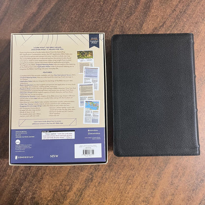 Personalized NIV Application Study Bible Thumb Indexed - Black Genuine Calfskin Leather - 9780310467755 (Update to Life Application Bible)