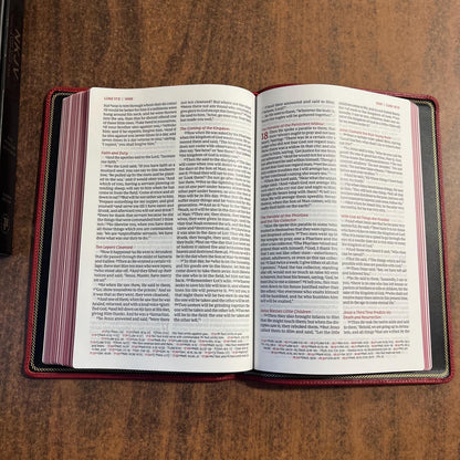Personalized NKJV Large Print Thinline Reference Bible - Red Goatskin Premium Genuine Leather, Premier, 9781400350582