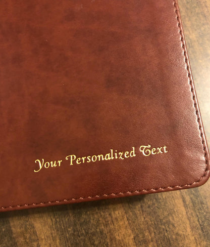 Personalized ESV Large Print Compact Bible - Deep Brown Genuine Buffalo Leather  Custom Imprinted, ISBN 9798874902926 20spaces
