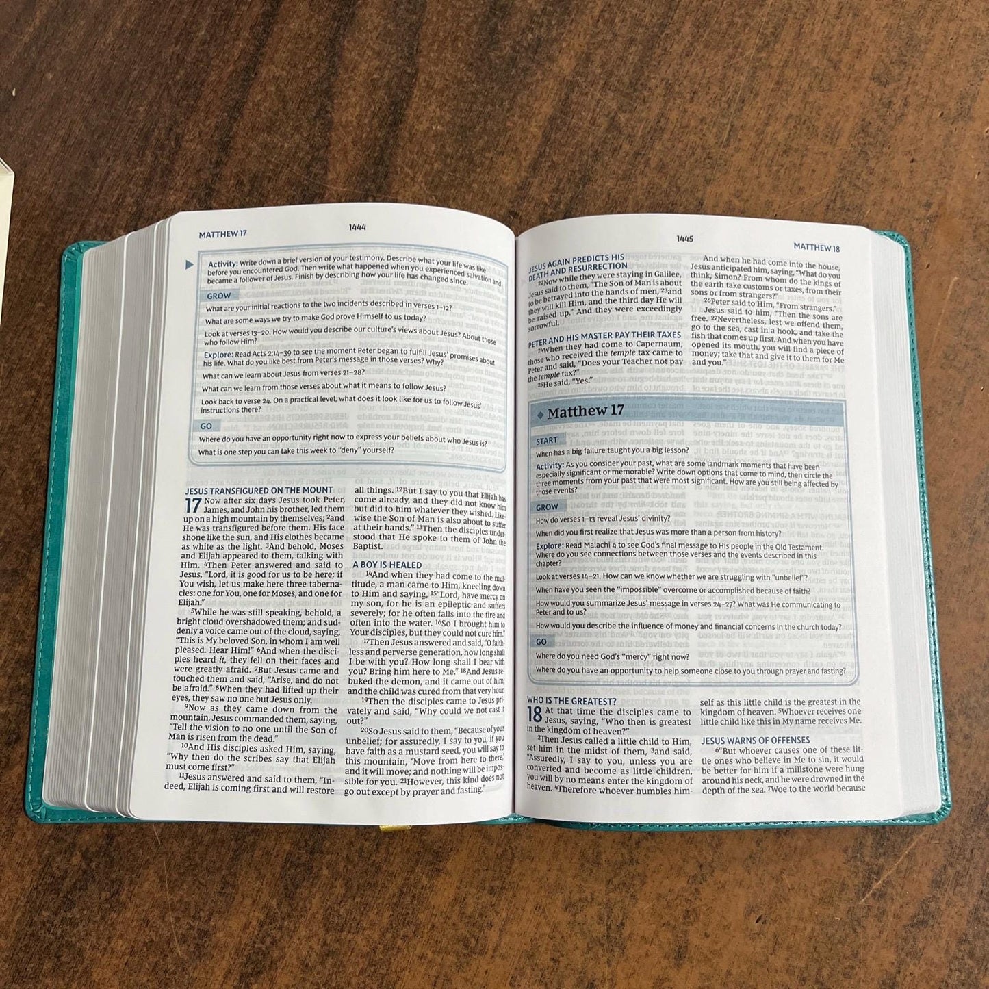 Personalized NKJV Bible Study Bible - Turquoise LeatherSoft - Custom Imprinted with name 9780785253365