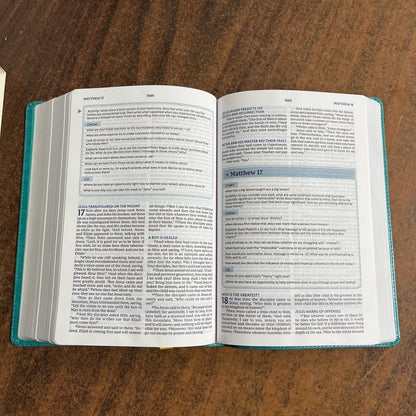 Personalized NKJV Bible Study Bible - Turquoise LeatherSoft - Custom Imprinted with name 9780785253365