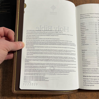 Personalized NLT Tyndale Select Large Print Thinline Reference Bible Thumb Indexed - Brown Goatskin Genuine Leather - Custom, 9798400506574