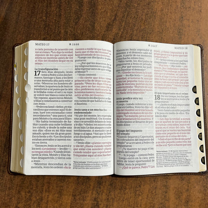 Personalized Spanish Bible Thumb Indexed - NTV Biblia Letra Super Gigante - Giant Print Bible - Rustic Brown LeatherLike 9798400511202
