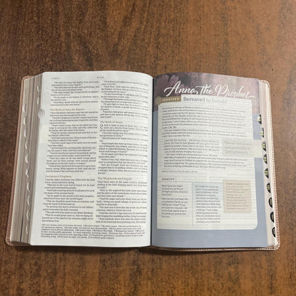 Personalized KJV Every Womans Bible Thumb Indexed - Rose Gold LeatherLike - Custom Imprinted, name engraved, Devotional Study, 9781496485038