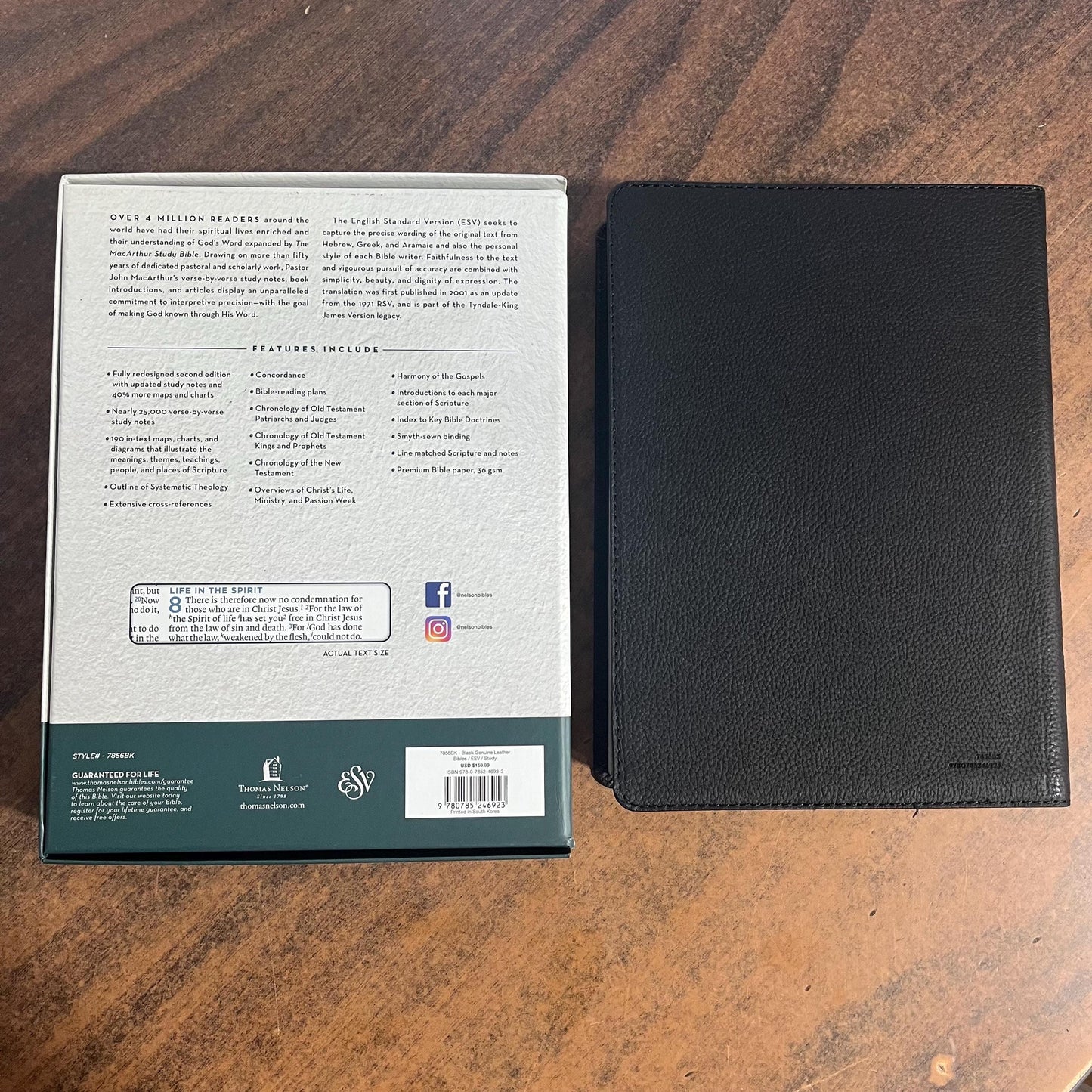 Personalized ESV MacArthur Study Bible, Black Genuine Leather, Custom Name Engraved Imprinted, ISBN 9780785246923
