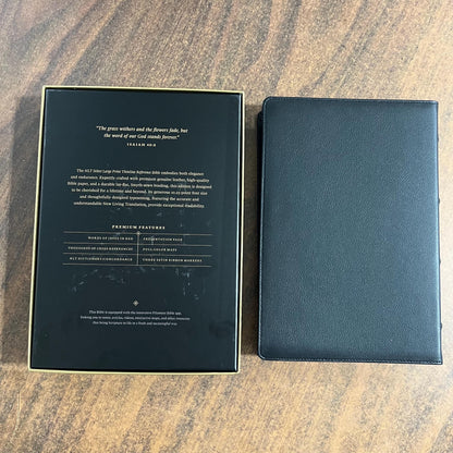 Personalized NLT Tyndale Select Large Print Thinline Reference Bible - Black Goatskin Genuine Leather - Custom, 9798400506543