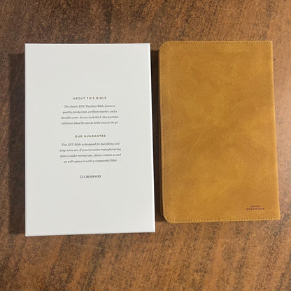 Personalized ESV Thinline Bible - Nubuck Caramel TruTone - Custom Imprinted with name engraved on cover - 9798874903558