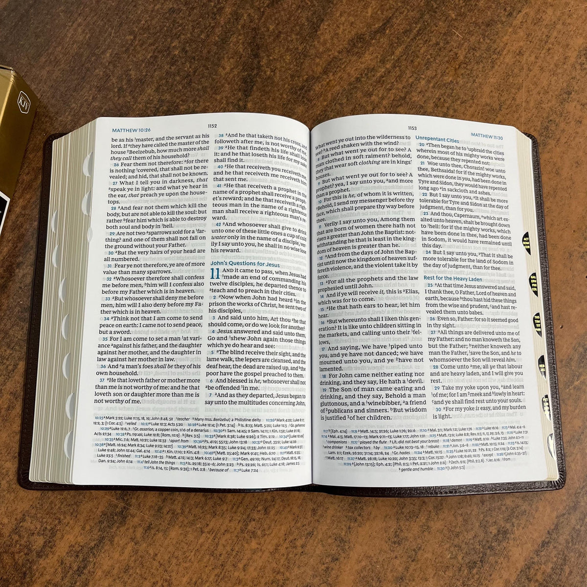 Personalized KJV Large Print Reference Bible Thumb Indexed - Brown Genuine Leather Cover - Custom Imprinted with name 9780785241966