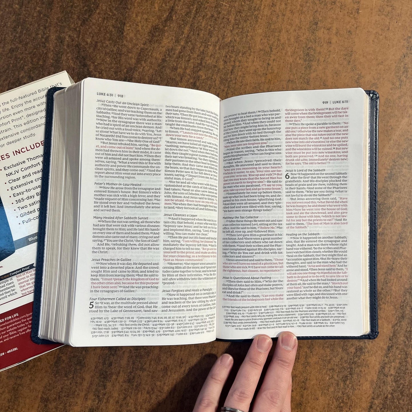 Personalized NKJV Thinline Reference Bible - Blue LeatherSoft, Custom Imprinted with name 9780785237891
