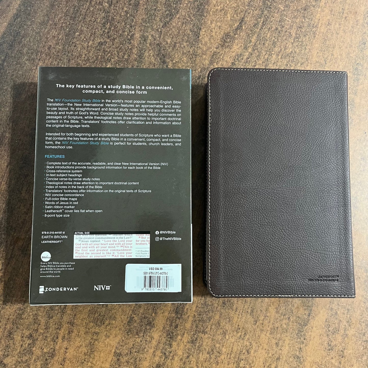 Personalized NIV Foundation Study Bible Thumb Indexed - Brown Leathersoft - Custom Imprinted with a name, ISBN 9780310443780