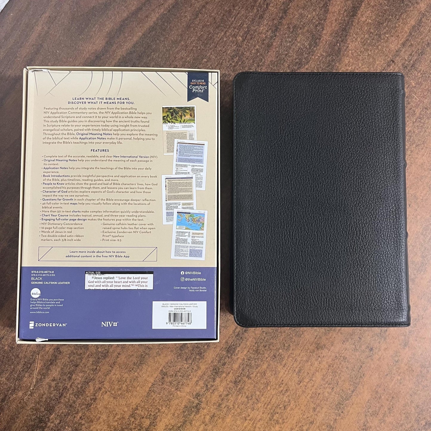 Personalized NIV Application Study Bible - Black Genuine Calfskin Leather -Custom Imprinted 9780310467748 (Update to Life Application Bible)