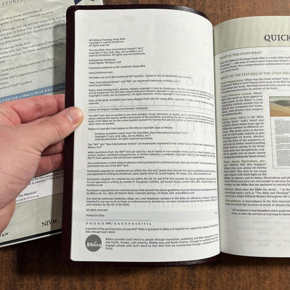 Personalized NIV Biblical Theology Study Bible - Burgundy Bonded Leather - Custom Imprinted with a name, D A Carson, ISBN 9780310450559