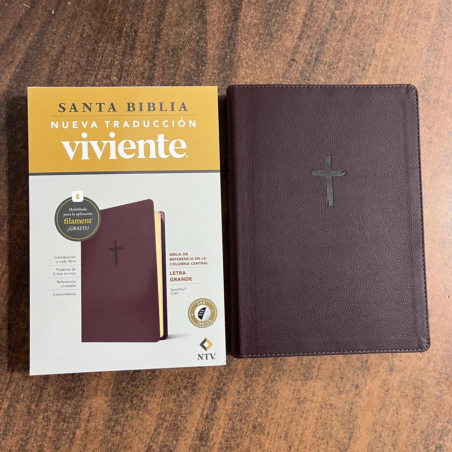 Personalized NTV Spanish Bible Thumb Indexed, bible de referencia - Brown Leatherlike - Letra Grande, Large print, 9798400506826