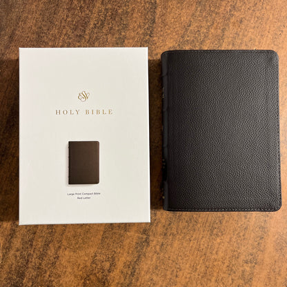 Personalized ESV Large Print Compact Bible - Deep Brown Genuine Buffalo Leather  Custom Imprinted, ISBN 9798874902926 20spaces