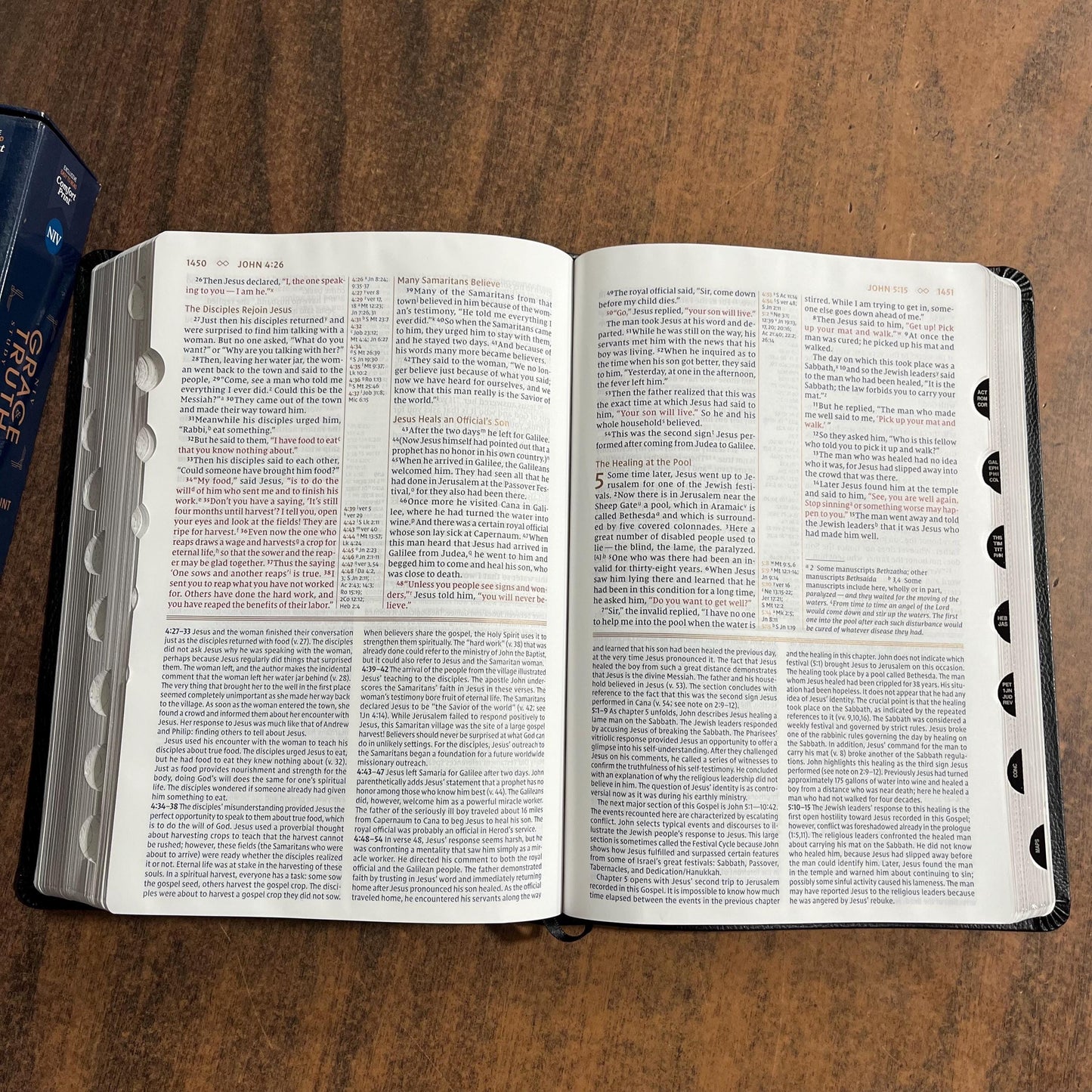 Personalized NIV Large Print Grace & Truth Study Bible Thumb Indexed - Black Bonded Leather,  Custom Imprinted ISBN 9780310447528