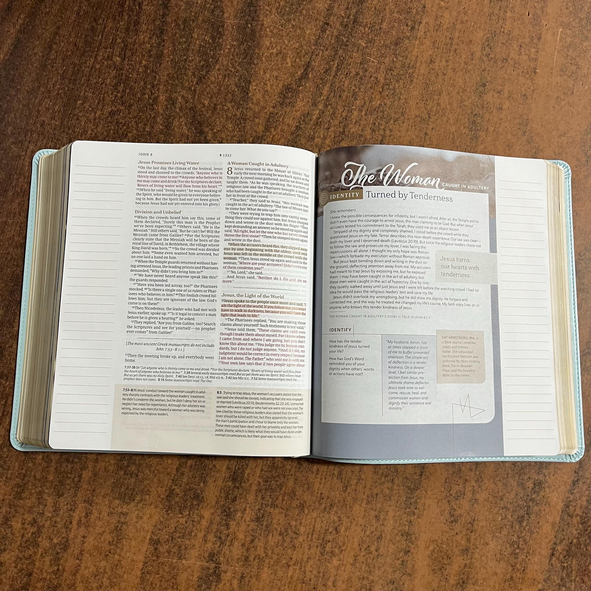 Personalized NLT Every Womans Bible Journaling Edition - Seafoam Blue LeatherLike - engraved, Devotional Study, 9798400513664