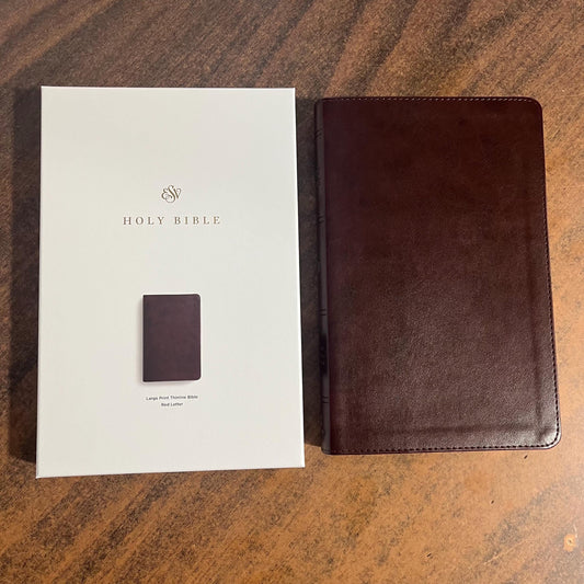 Personalized ESV Large Print Thinline Bible - Mahogany TruTone - Custom Imprinted with name engraved ESV 2025 Text - 9798874909000