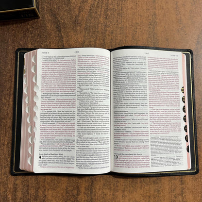 Personalized NLT Tyndale Select Large Print Thinline Reference Bible Thumb Indexed - Black Goatskin Genuine Leather - Custom, 9798400506550