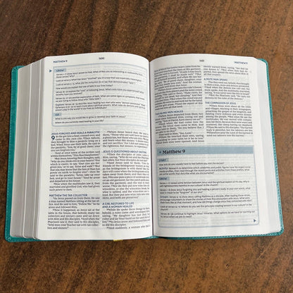 Personalized NKJV Bible Study Bible - Turquoise LeatherSoft - Custom Imprinted with name 9780785253365