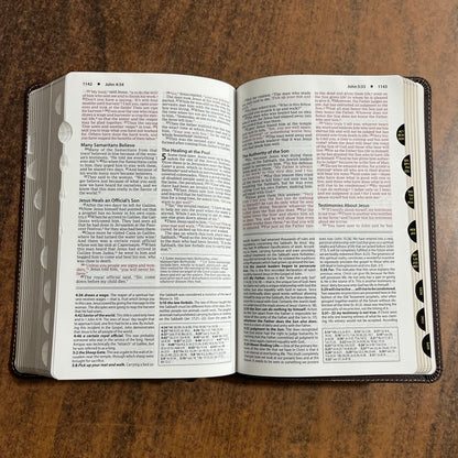 Personalized NIV Foundation Study Bible Thumb Indexed - Brown Leathersoft - Custom Imprinted with a name, ISBN 9780310443780