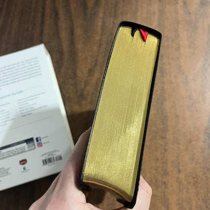 Personalized NKJV Word Study Reference Bible - Black Bonded Leather, custom imprinted with a name engraved on cover, 20spaces 9780785292869