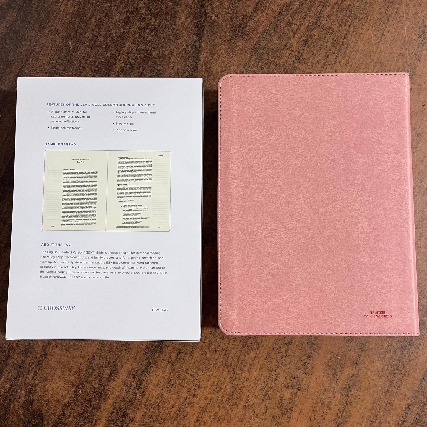 Personalized ESV Single Column Journaling Bible - Blush Rose (Pink) Trutone Wildflower Design - Custom Imprinted with Name  9798874900250