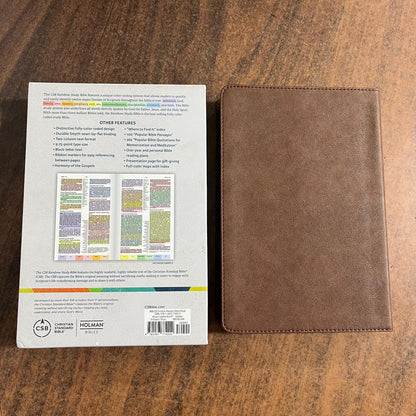 Personalized CSB Rainbow Study Bible Thumb Indexed - Brown LeatherTouch - Custom Imprinted name engraved, ISBN 978108774220