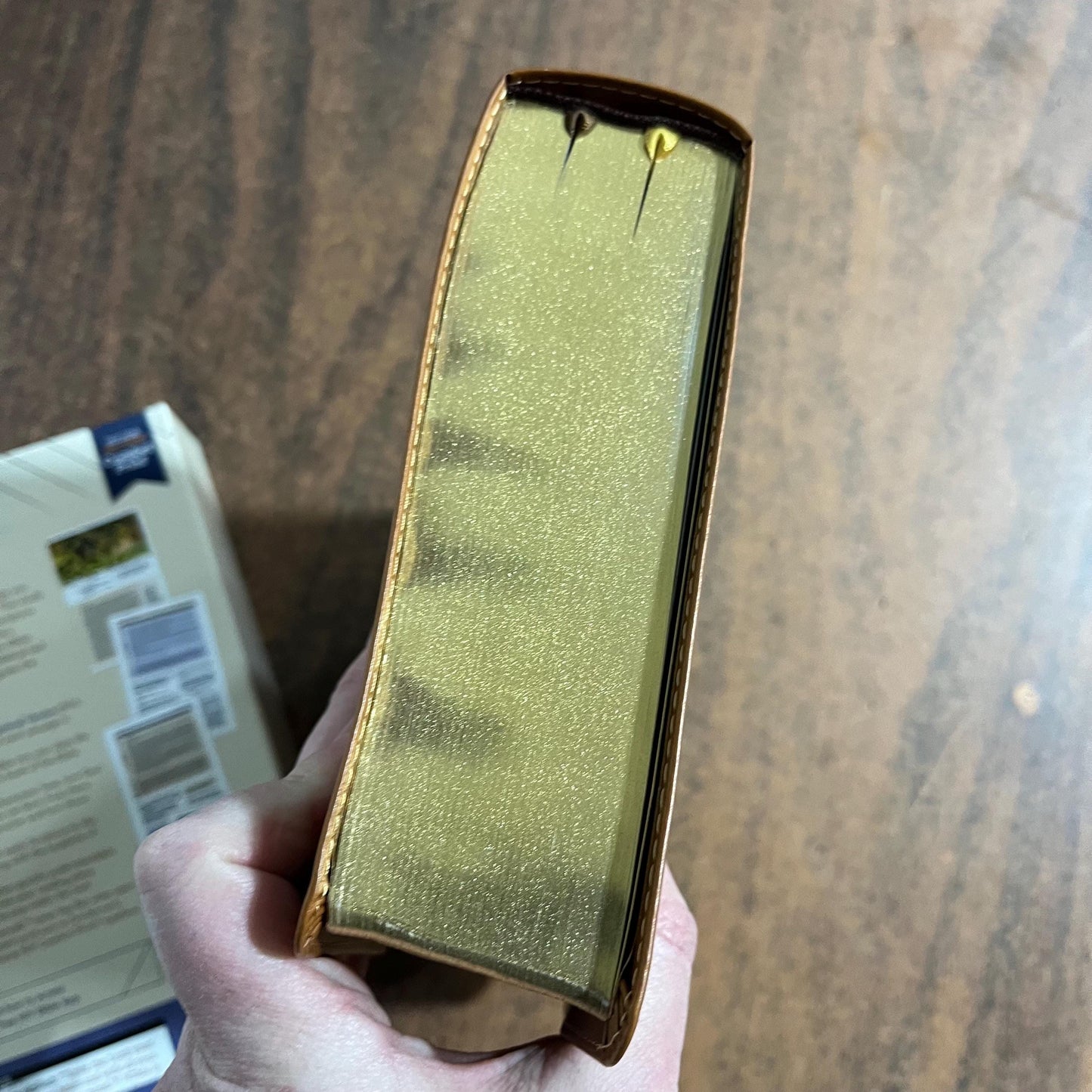 Personalized NIV Life Application Study Bible Thumb Indexed with book tabs - Brown LeatherLike - Custom Imprinted with a name, 9780310465157