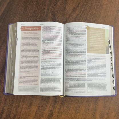 Personalized KJV Every Womans Bible Thumb Indexed - Periwinkle Purple LeatherLike - Custom name engraved, Devotional Study, 9781496485052