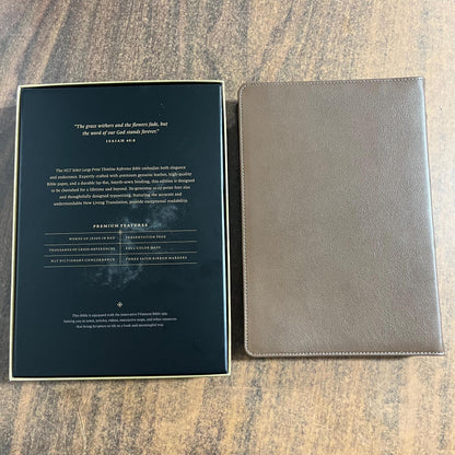 Personalized NLT Tyndale Select Large Print Thinline Reference Bible Thumb Indexed - Brown Goatskin Genuine Leather - Custom, 9798400506574