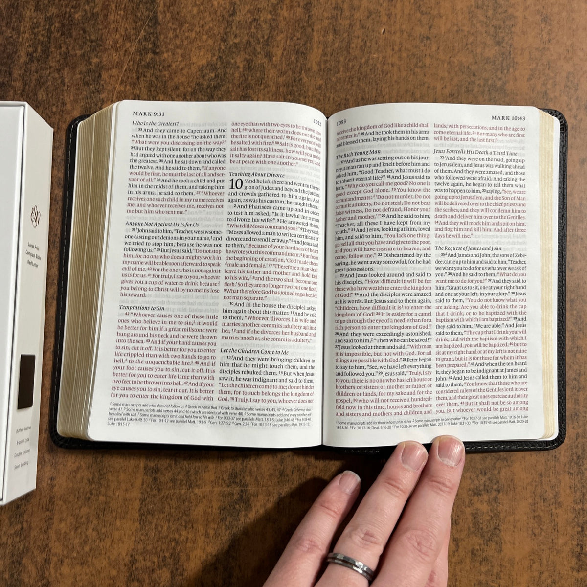 Personalized ESV Large Print Compact Bible - Deep Brown Genuine Buffalo Leather  Custom Imprinted, ISBN 9798874902926 20spaces